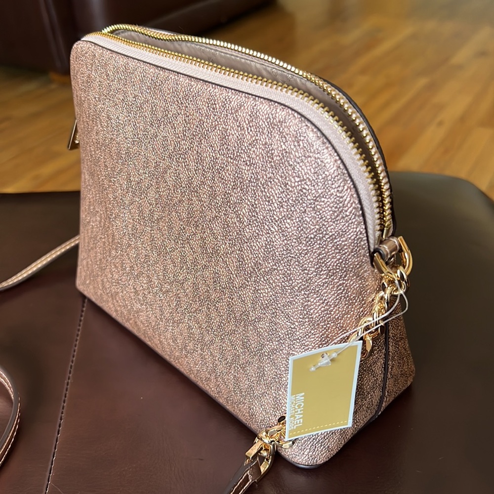Michael Kors Medium Dome Crossbody Bag Rose Gold - Picture 8 of 16